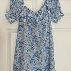 Floral Blue Baby Doll Dress